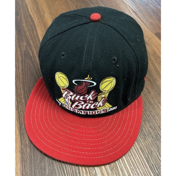 New Era Other - Miami Heat Back To Back Champions 2012-2013 Hat New Era 59Fifty 7 1/8‎ Black Red
